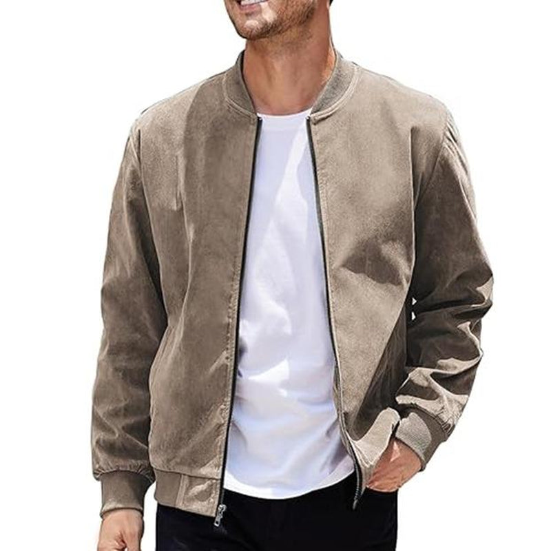 COOFANDY Men'S Casual Sports Jacket Retro Lightweight Suede Baseball Jacket, Fashionable Street Style Jacket, Suede Fabric Fashionable Comfortable Jacket, Men'S Top Coat, Men'S Jacket Coat - Kiki of DC Styles Store