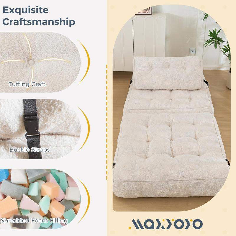 MAXYOYO Fuzzy Folding Sofa Bed, Convertible Sleeper Chair with Pillow Foldable Mattress with Back Support - Kiki of DC Styles Store