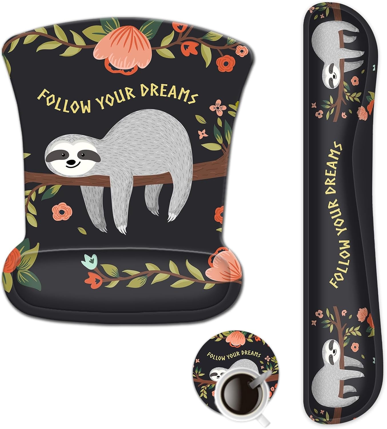 Keyboard Wrist Rest and Mouse Pad with Wrist Support, Ergonomic Mouse Pad, Durable Comfortable Lightweight for Easy Typing Pain Relief, Memory Foam Keyboard Mousepad Set, Teal Turqoise Marble - Kiki of DC Styles Store