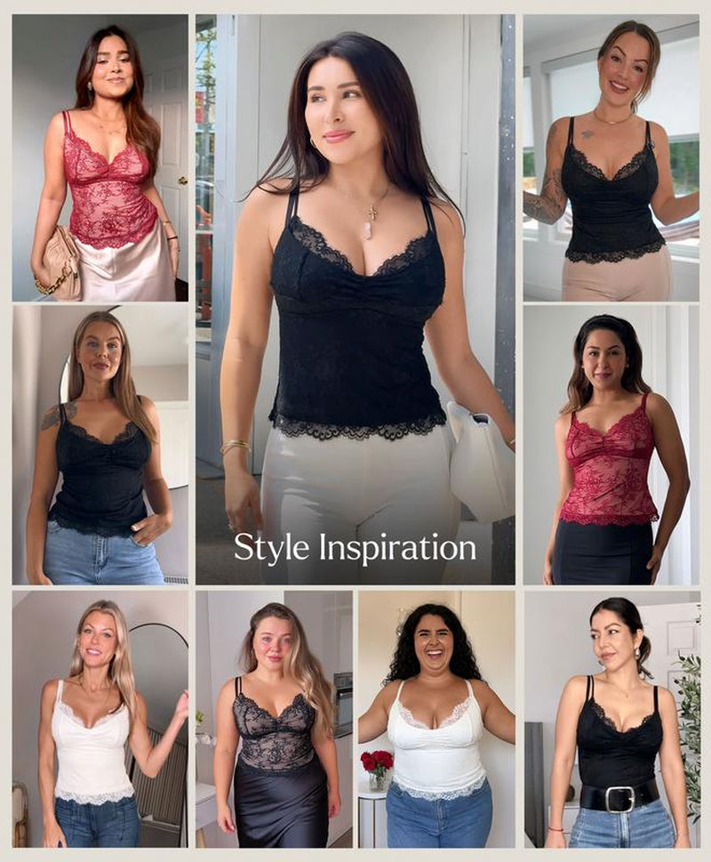 Popilush Sexy Lace Top - Deep U Neck Adjustable Straps for Women - Kiki of DC Styles Store