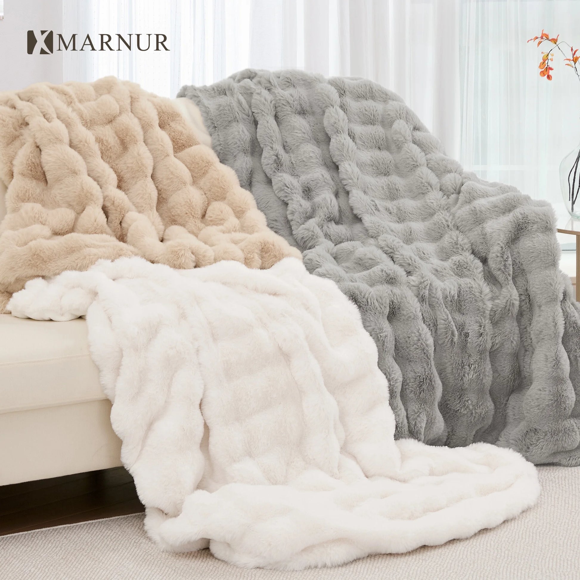 Electric Throw Blanket 50"X60", Faux Fur Heated Throw, 6 Heating Levels, 4 Hours Timer, Gray - Kiki of DC Styles Store