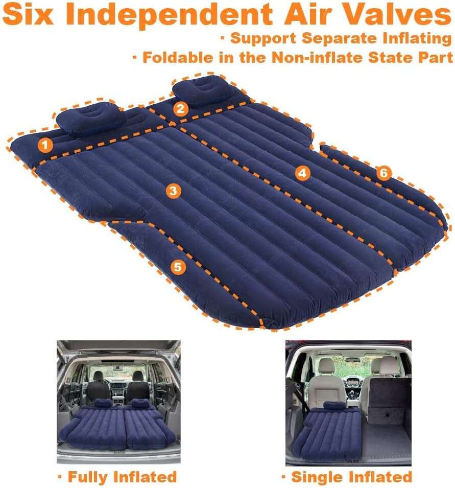 Car Air Mattress, Inflatable Car Mattress for Back Seat, Car Bed with Air Pump, Home Sleeping Pad (SUV Blue) - Kiki of DC Styles Store