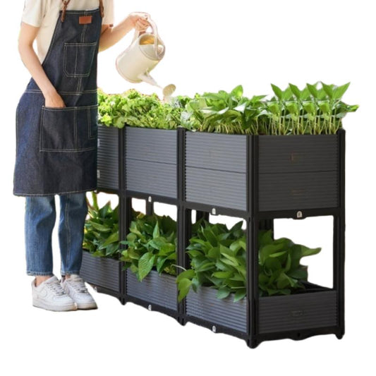 DIY Raised Garden Bed Weatherproof Stackable Planter Box for Flowers Herbs Vegetables UV Resistant Frost Proof No Tools Needed Drainage Water Storage System BPA Free Durable Materials - Kiki of DC Styles Store