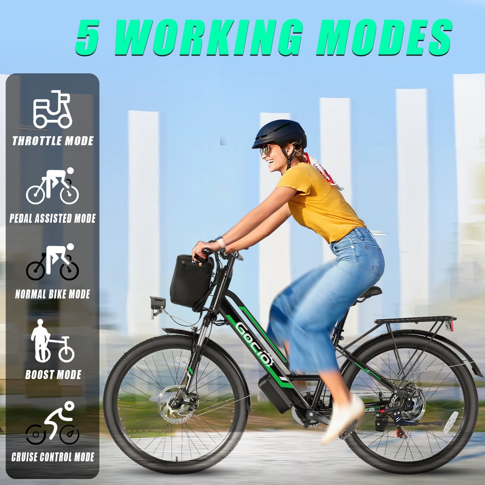 Experience the Thrill of Commuting with the GOCIO 26" Electric Bike: 500W Power, 19.8 mph Speed, and UL2849 Certified Safety for Adults