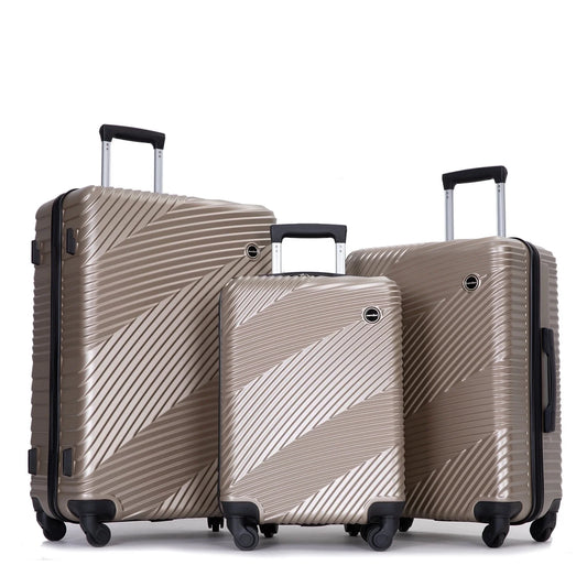 Luggage 3 Piece Set,Suitcase with Spinner Wheels Hardside Lightweight Luggage 20In24In28In.(Golden)