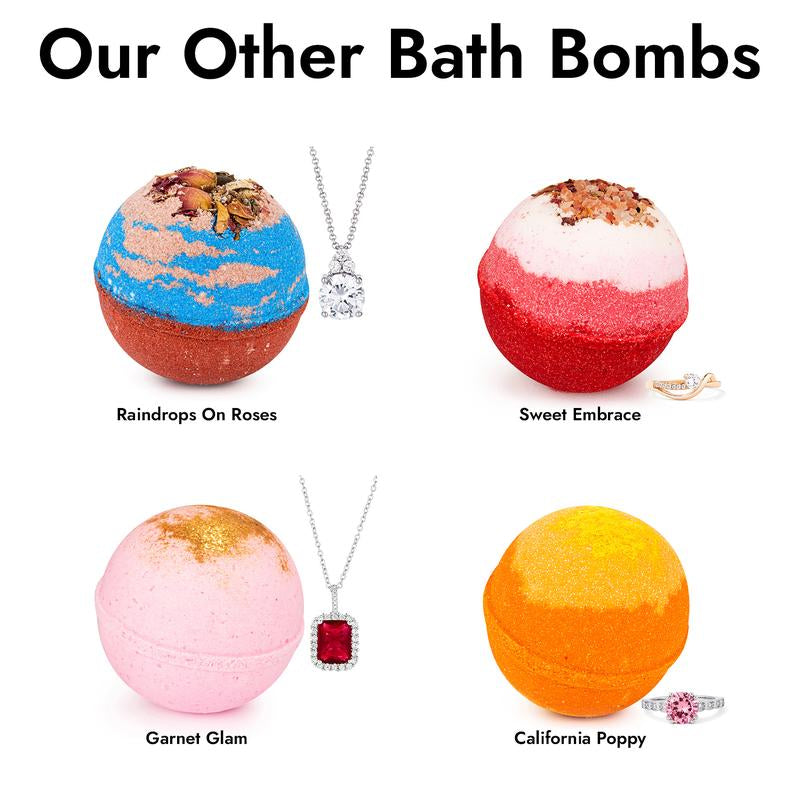 Summer Strawberry Jewelry Bath Bomb with Hidden Gem Layers of Fresh Strawberry & Strawberry Jam Scent Bright Nostalgic & Deliciously Simple Aroma Body Care Blend Scent Skin Repair Cleanser Body Wash Cleansing - Kiki of DC Styles Store