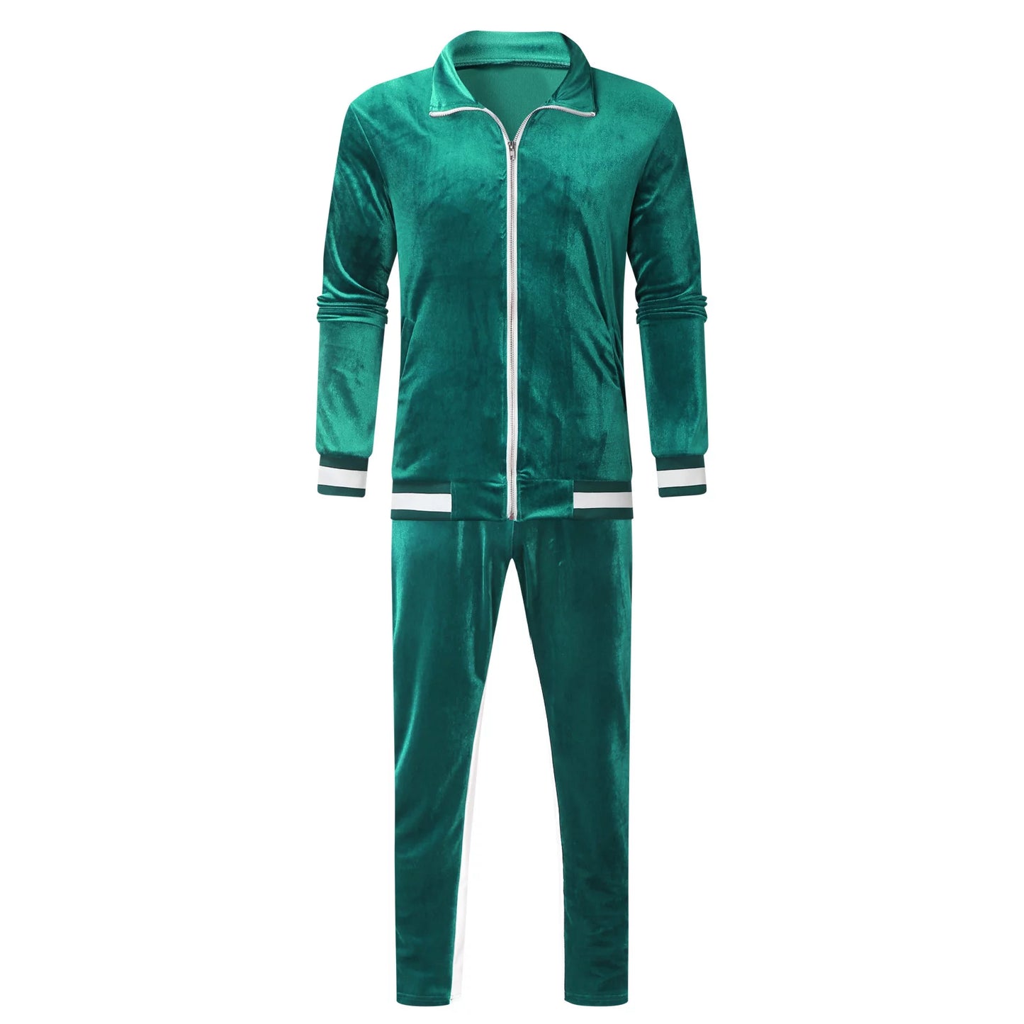 Men'S Athletic Running Tracksuit Set Casual Full Zip Jogging Sweat Suits Sports Jacket Trouser 2 Piece Outfits - Kiki of DC Styles Store