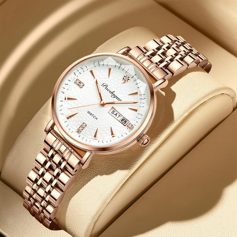 Silvermelody Waterproof Luminous Women'S Watch Female Student Korean Style Trendy Dual Calendar Quartz Watch Ultra-Thin - Kiki of DC Styles Store