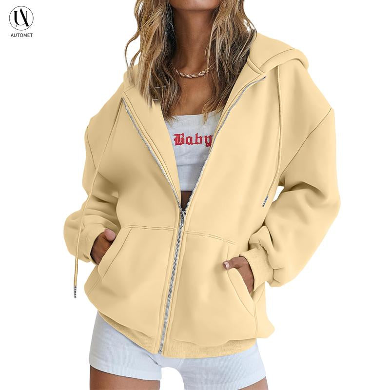 Chic Oversized Zip-Up Hoodies for Women - Trendy Fall & Winter Casual Jackets 2025