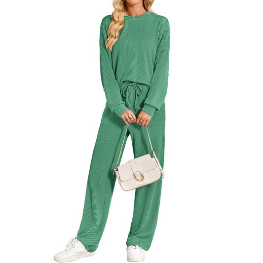 Lounge Sets for Women 2 Piece Outfits Casual Long Sleeve Sweatshirts and Wide Leg Pants Tracksuit Sets
