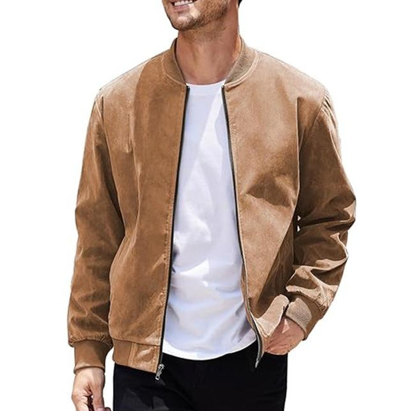 COOFANDY Men'S Casual Sports Jacket Retro Lightweight Suede Baseball Jacket, Fashionable Street Style Jacket, Suede Fabric Fashionable Comfortable Jacket, Men'S Top Coat, Men'S Jacket Coat - Kiki of DC Styles Store