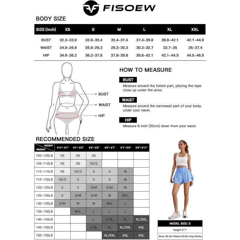 Womens High Waisted Tiered Ruffle Athletic Shorts - Built-in Compression for Running and Tennis - Kiki of DC Styles Store