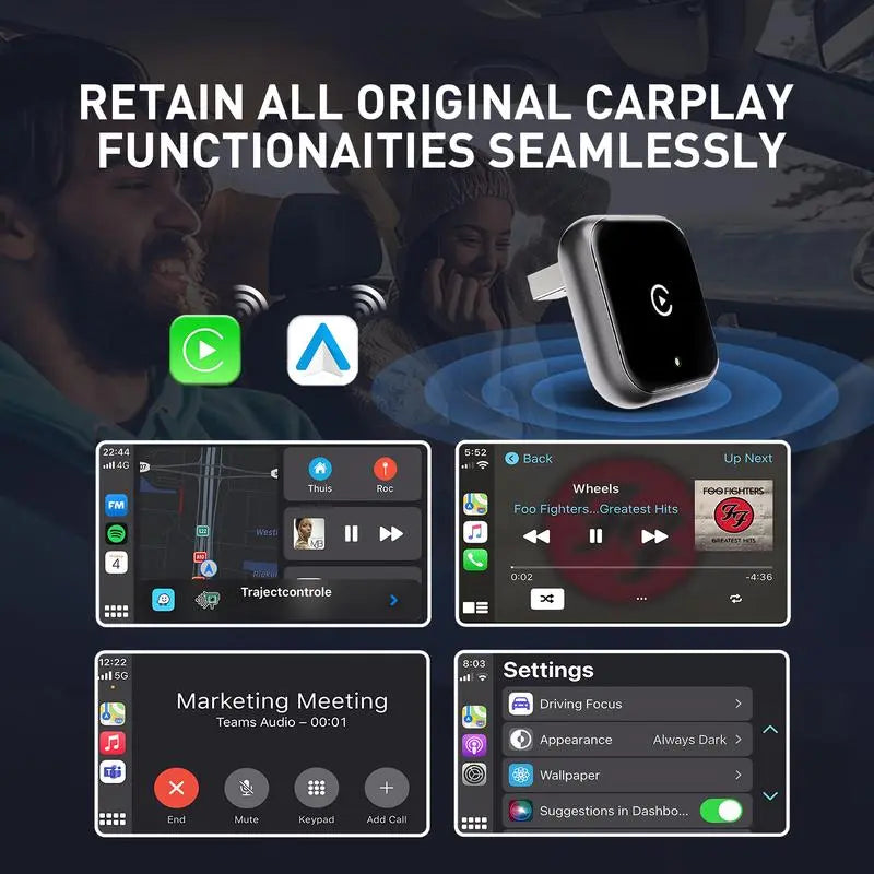 2026 Latest Model 2 in 1 Wireless Carplay Adapter, for Both Apple and Android, Converts Wired to Wireless,Fast Connection, No Latencye