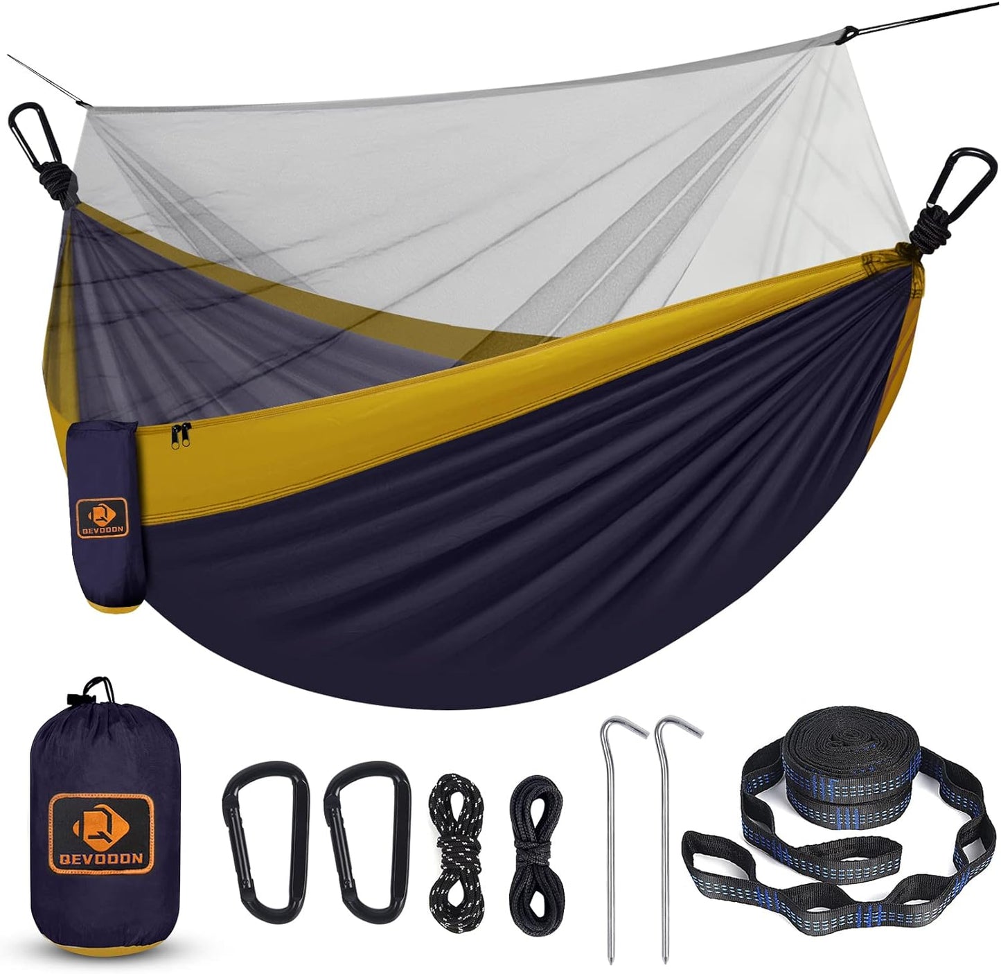 Camping Hammock with Net,Travel Portable Lightweight Hammocks with Tree Straps and Solid D-Shape Carabiners,Parachute Nylon Hammock for Outsides Backpacking Beach Backyard Patio Hiking - Kiki of DC Styles Store