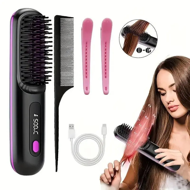 Experience Effortless Styling with the 2026 Upgraded Portable Hair Straightening Comb - USB Rechargeable & Wireless for Ultimate Convenience