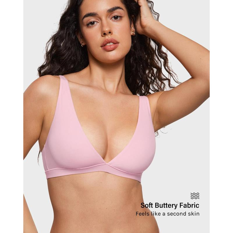 INLYRIC Women's Soft Plunge Bralette - Deep V Unlined Triangle Sleep Bra for Ultimate Comfort - Kiki of DC Styles Store