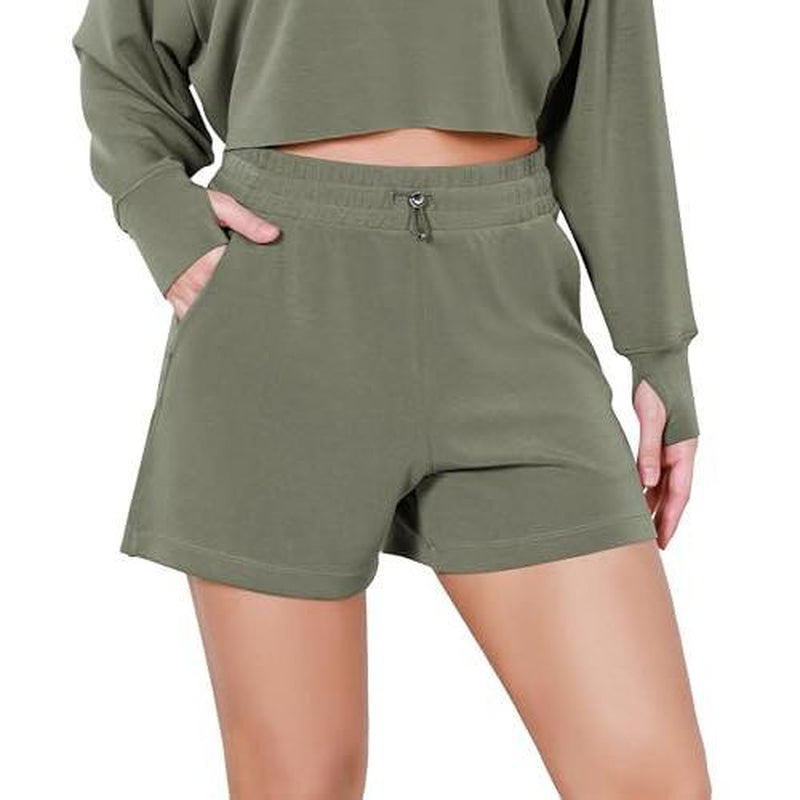 ODODOS Women's High Waist Modal Soft Relaxed Shorts with Adjustable Shockcord and Pockets - Perfect Casual Comfort - Kiki of DC Styles Store