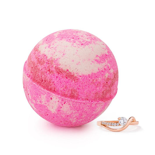 Summer Strawberry Jewelry Bath Bomb with Hidden Gem Layers of Fresh Strawberry & Strawberry Jam Scent Bright Nostalgic & Deliciously Simple Aroma Body Care Blend Scent Skin Repair Cleanser Body Wash Cleansing - Kiki of DC Styles Store