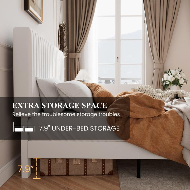 Luxurious SHA CERLIN Velvet Upholstered Platform Bed Frame with Adjustable Headboard - Sturdy and Stylish Design (Frame Only, Box Spring Optional) - Kiki of DC Styles Store