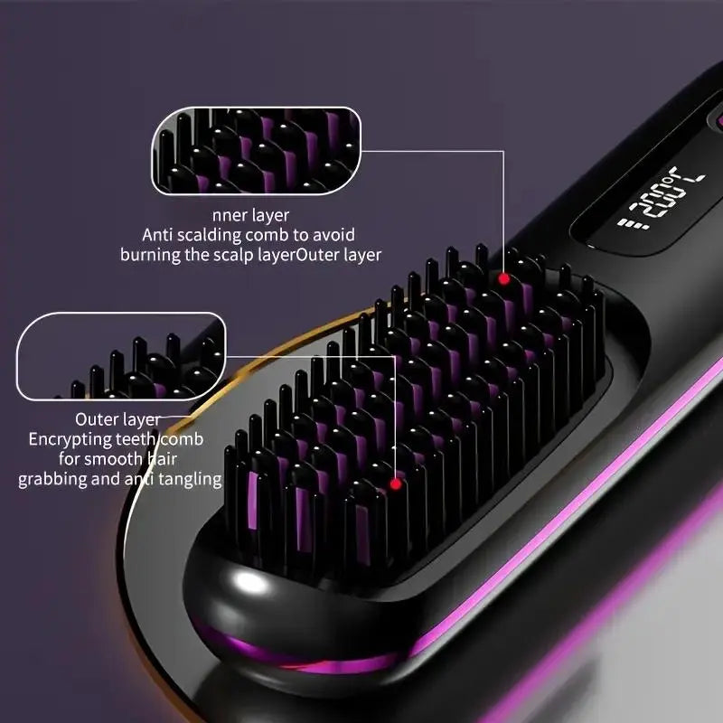 Experience Effortless Styling with the 2026 Upgraded Portable Hair Straightening Comb - USB Rechargeable & Wireless for Ultimate Convenience