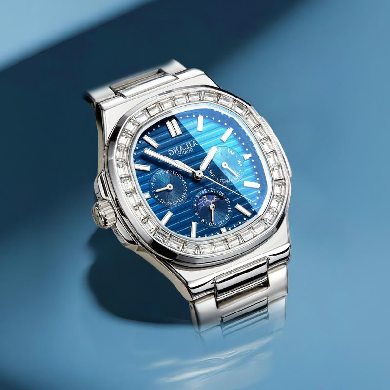 AILANG Exquisite Watch, Elegant Quartz Watch with Luminous Hand, Classic Business Rhinestone, and a Striking Blue Watch Face, a Stylish Gift for Any Occasion. - Kiki of DC Styles Store