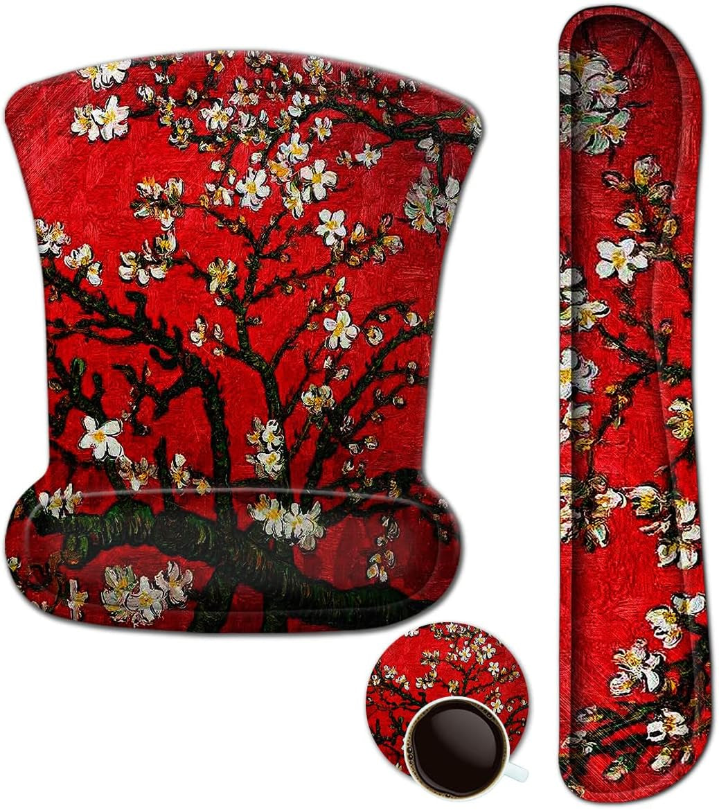 Keyboard Wrist Rest and Mouse Pad with Wrist Support, Ergonomic Mouse Pad, Durable Comfortable Lightweight for Easy Typing Pain Relief, Memory Foam Keyboard Mousepad Set, Teal Turqoise Marble - Kiki of DC Styles Store