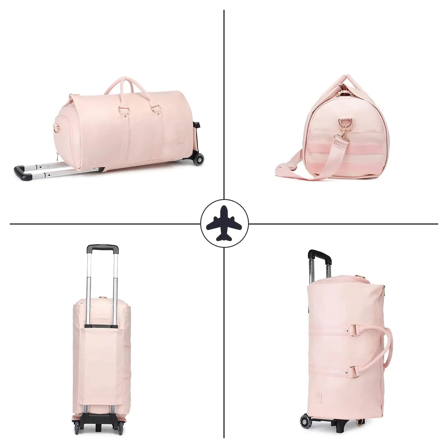 Travel in style with the SEYFOCNIA Pink PU Leather Rolling Garment Bag! Perfect for weekend getaways, this unisex expandable duffle bag is a must-have for your TikTok holiday haul! 🌟🧳✨