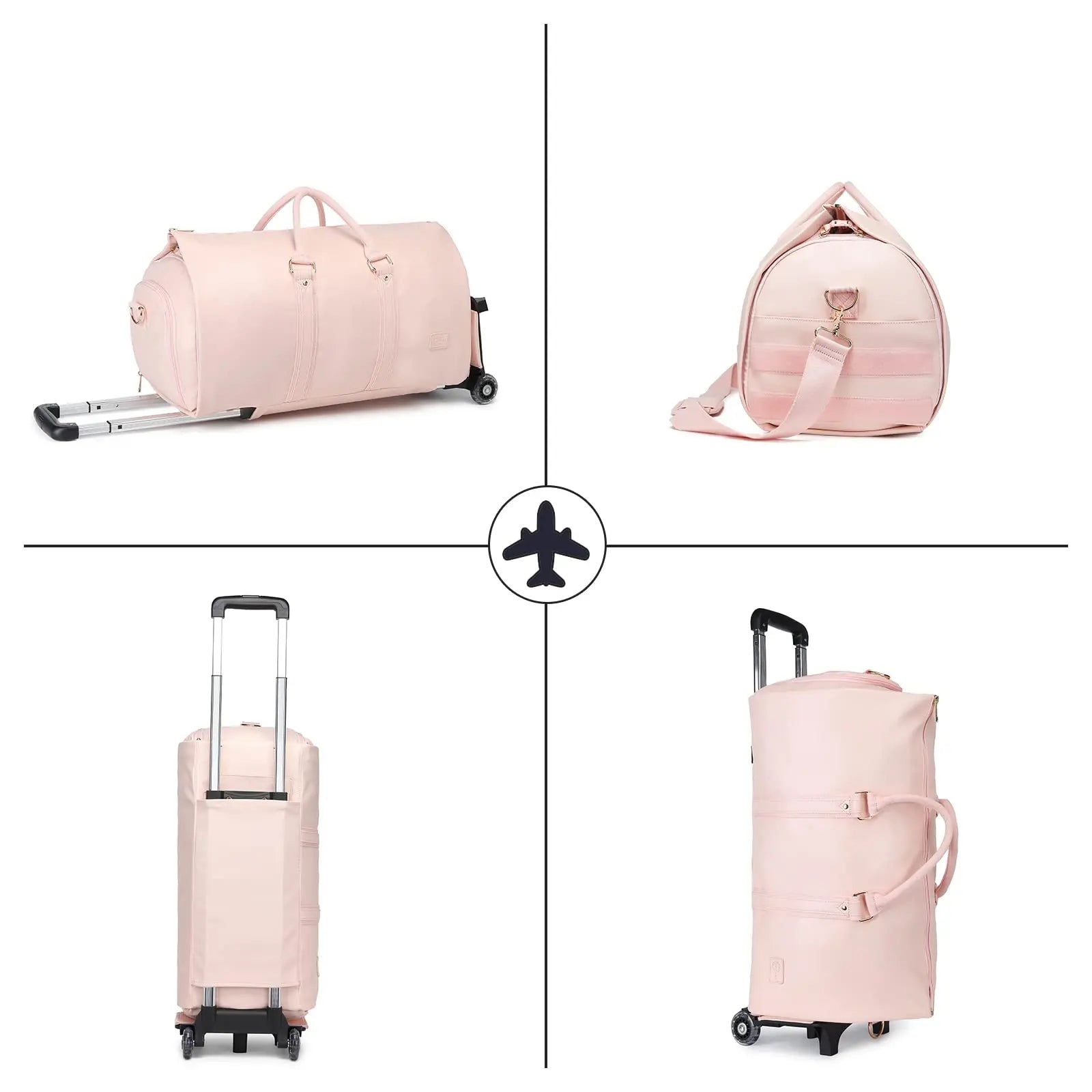 Travel in style with the SEYFOCNIA Pink PU Leather Rolling Garment Bag! Perfect for weekend getaways, this unisex expandable duffle bag is a must-have for your TikTok holiday haul! 🌟🧳✨