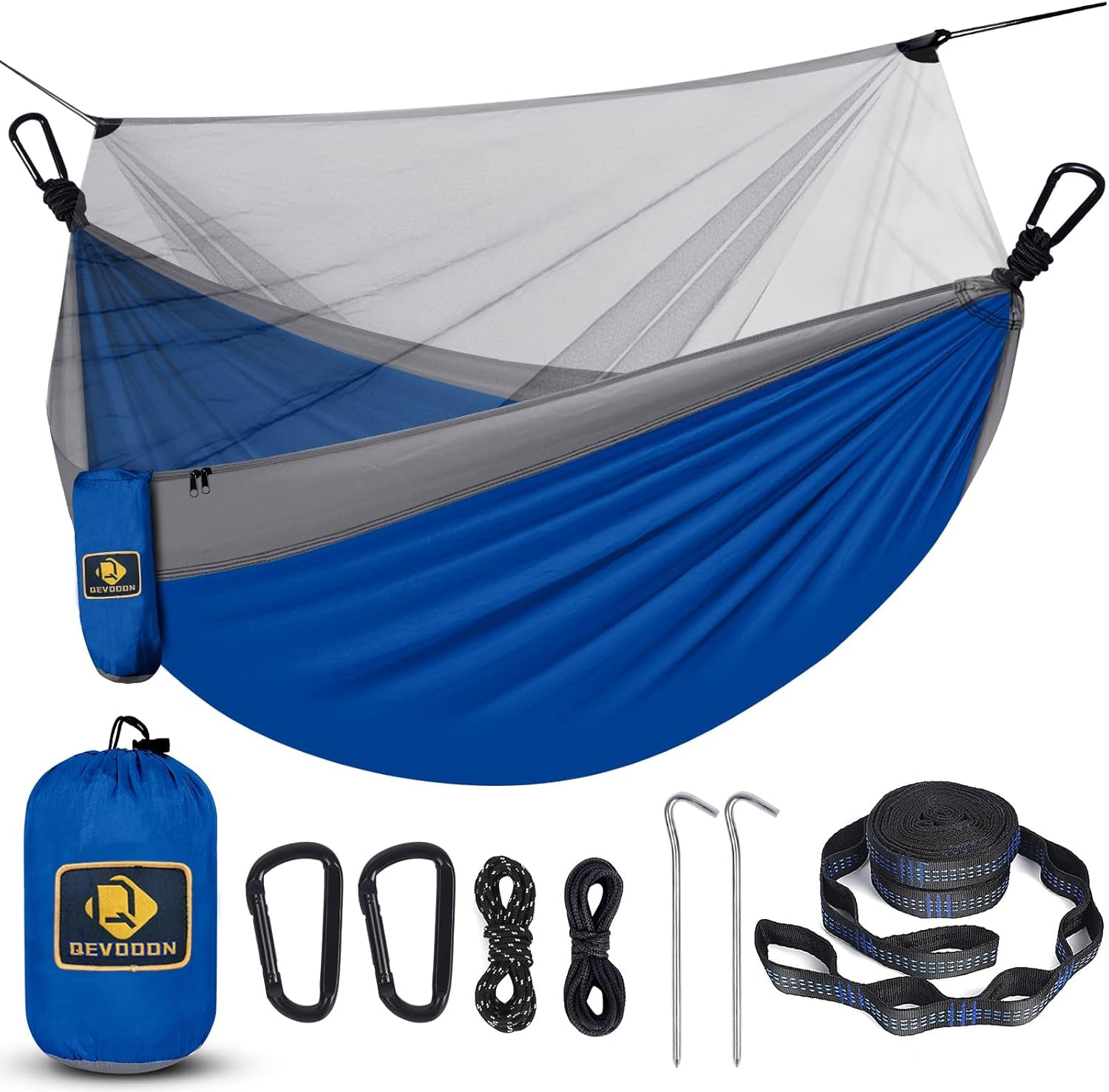 Camping Hammock with Net,Travel Portable Lightweight Hammocks with Tree Straps and Solid D-Shape Carabiners,Parachute Nylon Hammock for Outsides Backpacking Beach Backyard Patio Hiking - Kiki of DC Styles Store