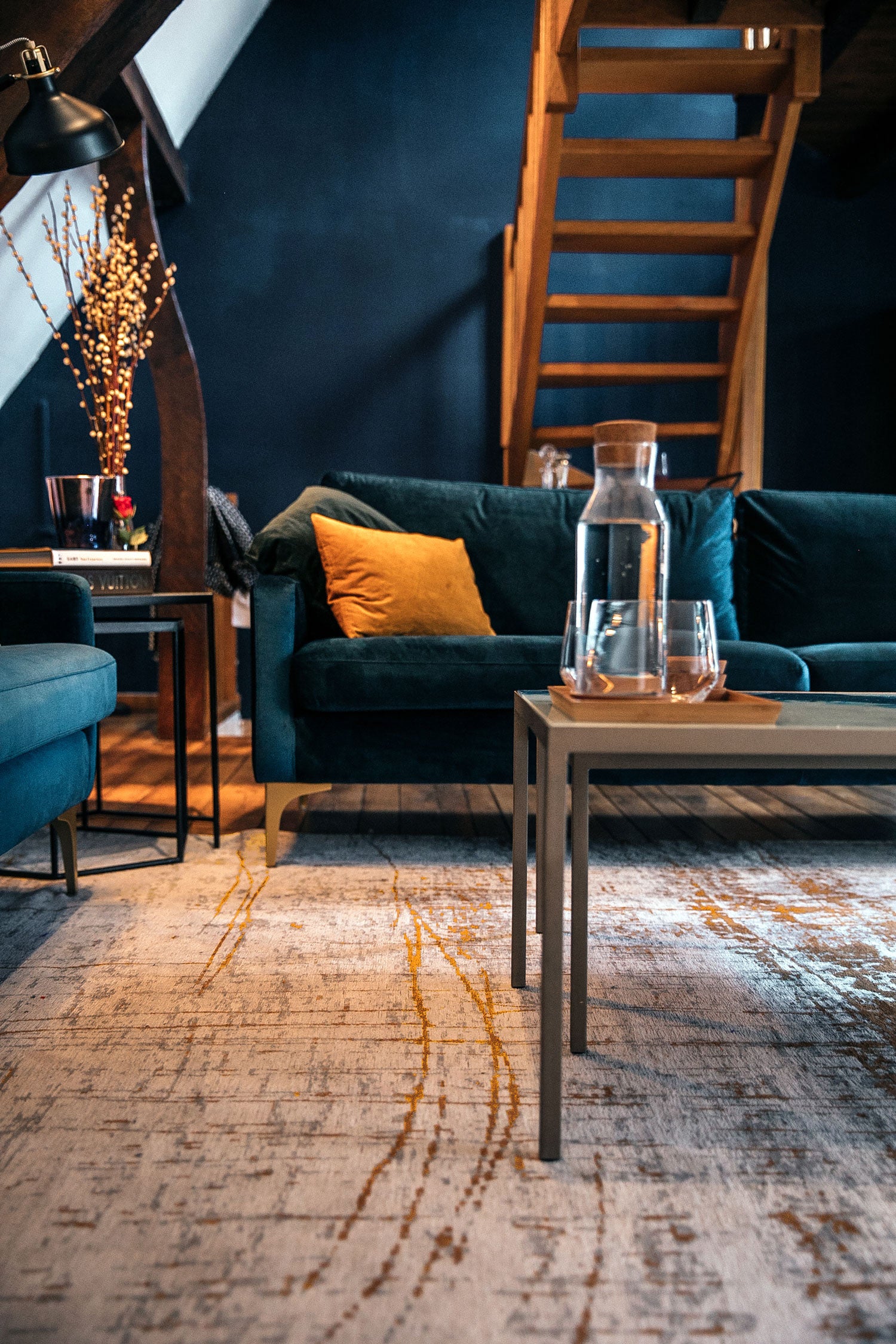 7' X 9' Gray and Gold Abstract Non Skid Area Rug - Kiki of DC Styles Store