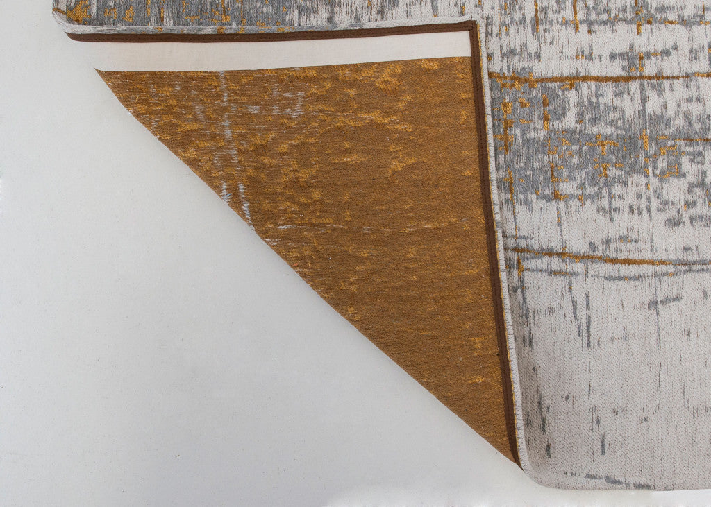 7' X 9' Gray and Gold Abstract Non Skid Area Rug - Kiki of DC Styles Store