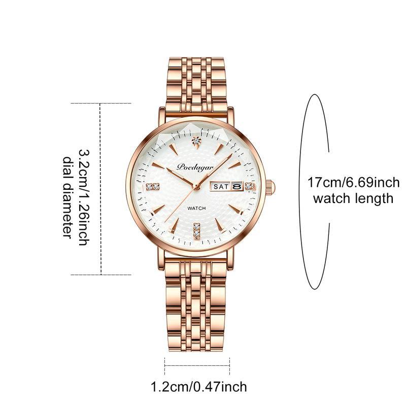 Silvermelody Waterproof Luminous Women'S Watch Female Student Korean Style Trendy Dual Calendar Quartz Watch Ultra-Thin - Kiki of DC Styles Store