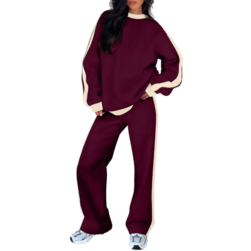 Aleumdr Women'S 2 Piece Outfit Fleece Sweatsuit Casual Lounge Matching Sets Crewneck Loose Fit Cozy Sweatshirt & Straight Leg Sweatpants Womenswear - Kiki of DC Styles Store