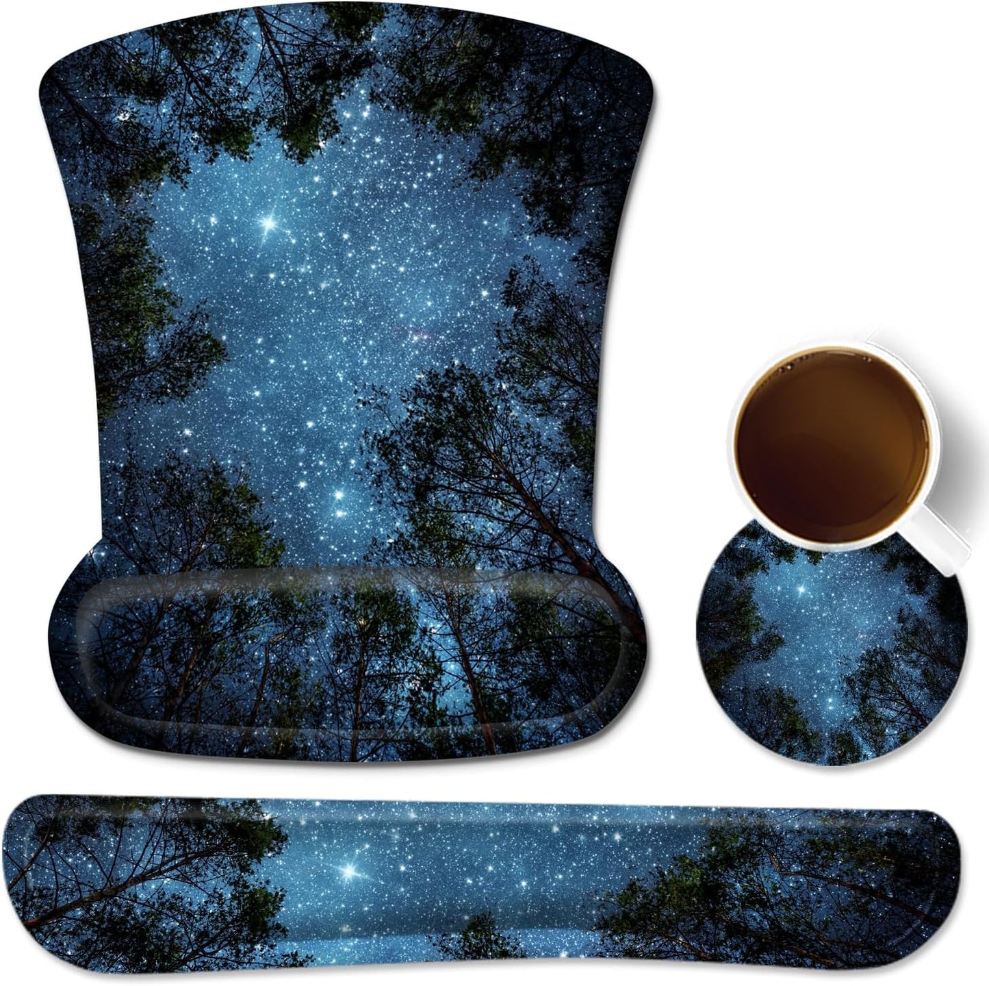 Ergonomic Mouse Pad with Wrist Rest Support and Keyboard Wrist Rest Pad, Cute Wrist Pad with Non-Slip Rubber Base and Raised Memory Foam, Easy Typing & Pain Relief, Four Seasons Tree - Kiki of DC Styles Store