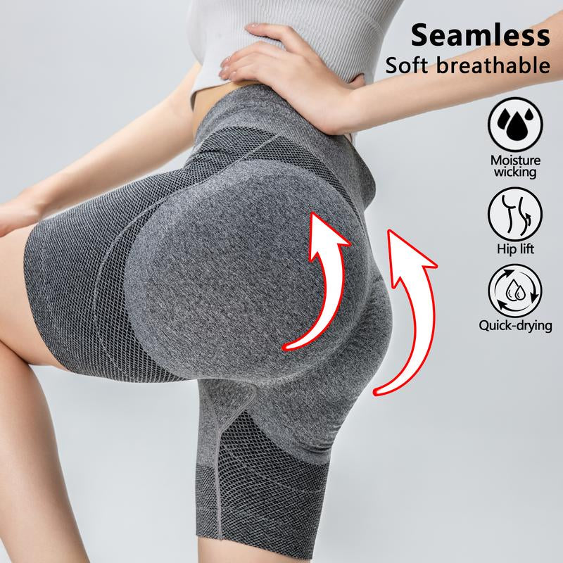 SUOVADUN DK001 Workout Gym Shorts, High Waisted Butt Lifting Scrunch Butt Seamless Booty Shorts Slim Tummy Control Stretchy Activewear Pants Yoga Clothes - Kiki of DC Styles Store