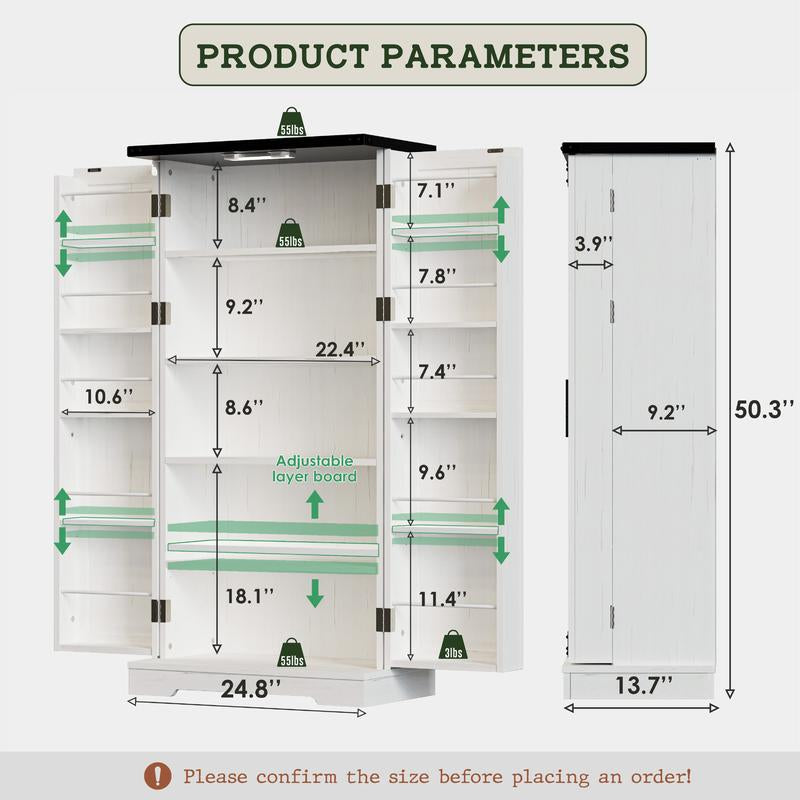 71" Kitchen Pantry Storage Cabinets with Farmhouse Doors, Adjustable Shelves for Space in Dining or Living Room, Modern Furniture Organization Closet - Kiki of DC Styles Store