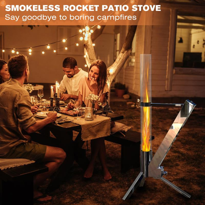 GOLDLIFE Wood Pellet Patio Heater Rocket - Smokeless Outdoor Fire Pit Stove with Glass Tube Chimney for Cozy Backyard & Camping Experiences - Kiki of DC Styles Store