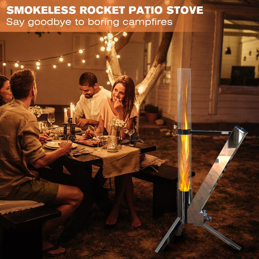 GOLDLIFE Wood Pellet Patio Heater Rocket - Smokeless Outdoor Fire Pit Stove with Glass Tube Chimney for Cozy Backyard & Camping Experiences - Kiki of DC Styles Store