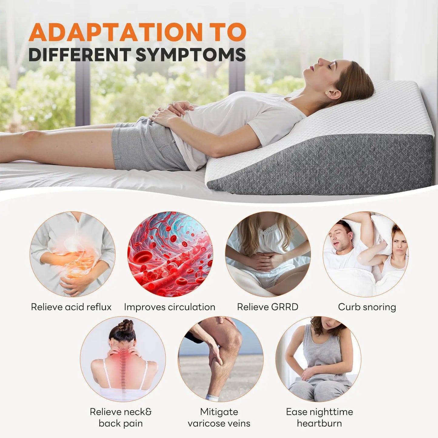 Ultimate Comfort Wedge Pillow for Sleep Apnea, Neck Pain Relief, and Back Support - Perfect for Post-Surgery Recovery and Acid Reflux Relief