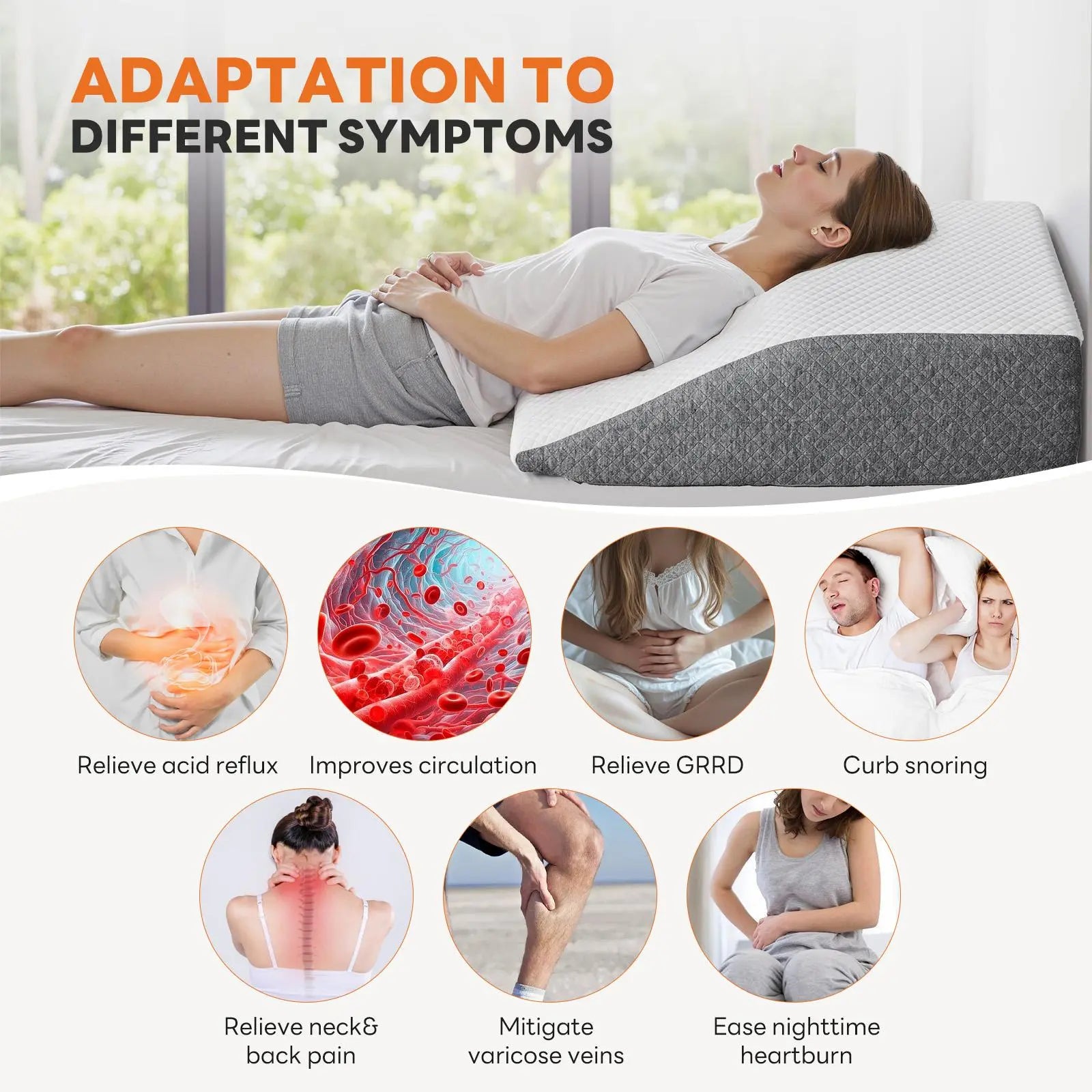 Ultimate Comfort Wedge Pillow for Sleep Apnea, Neck Pain Relief, and Back Support - Perfect for Post-Surgery Recovery and Acid Reflux Relief