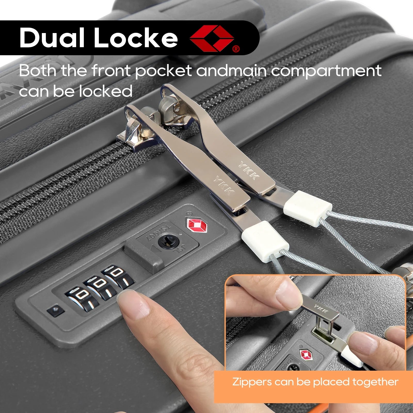 Front Opening Cover Carry-On Luggage Side Hooks TSA Lock Spinner Wheels YKK Zippers