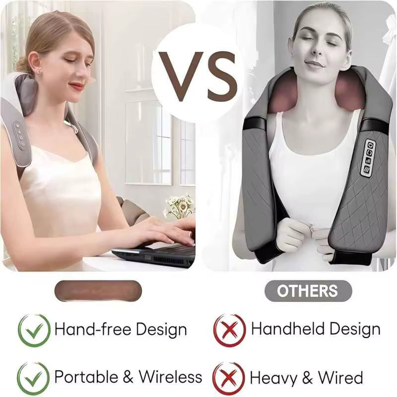 Wireless Neck Shoulder and Back Massager Brushless Motor 6D Deep Tissue Kneading Massage Pillow Shawl Best Gifts for Women Men - Kiki of DC Styles Store