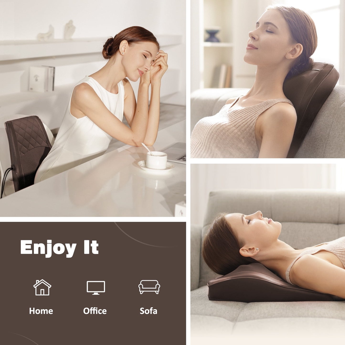 Back Massager with Heat and Vibration, Shiatsu Neck Massager Pillow Deep Tissue Care, Brown Gift for Mom and Dad