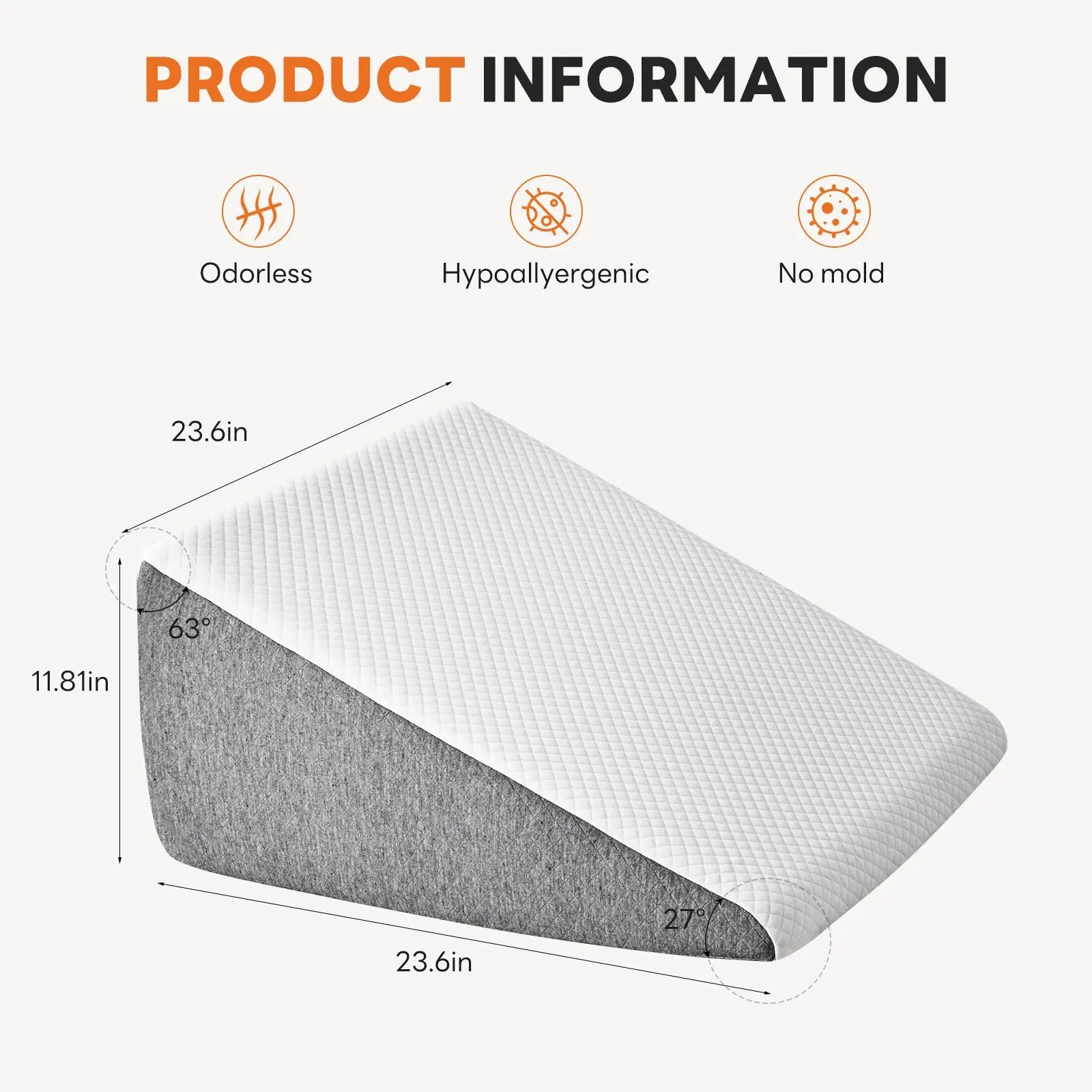 Ultimate Comfort Wedge Pillow for Sleep Apnea, Neck Pain Relief, and Back Support - Perfect for Post-Surgery Recovery and Acid Reflux Relief