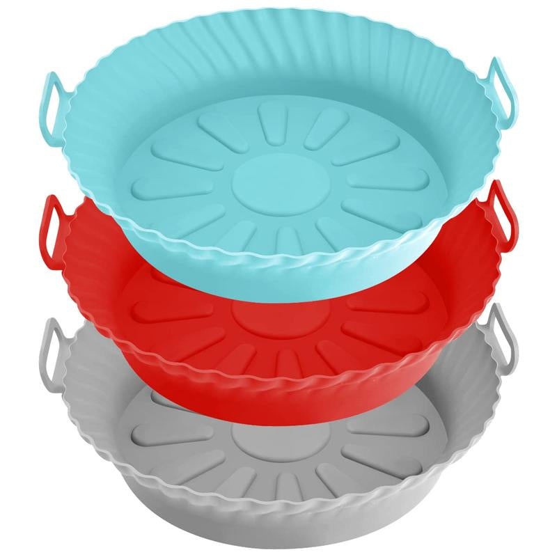 3Pcs Silicone Air Fryer Liners 8.6" Air Fryer Liners Reusable, Silicone Air Fryer Basket Heat Resistant Easy Cleaning Air Fryer Silicone Pot Air Fryer Oven Accessories - Kiki of DC Styles Store