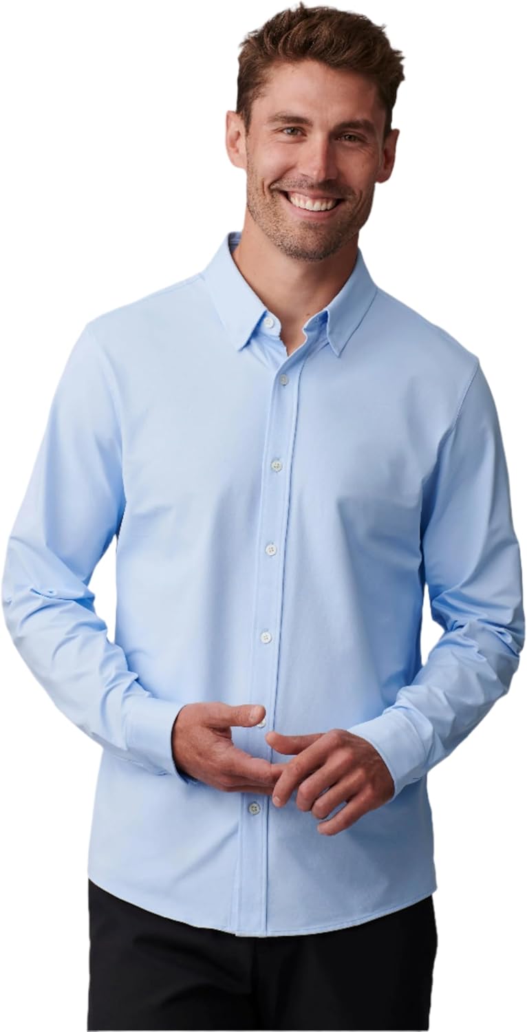 Men's Commuter Shirt, Performance Dress Shirts for Men, Machine Washable, Wrinkle Resistant, Slim Fit Button down Shirt
