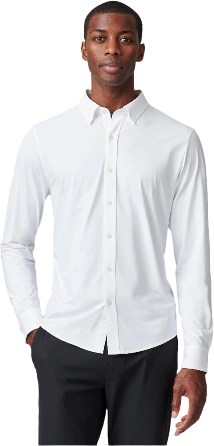Men's Commuter Shirt, Performance Dress Shirts for Men, Machine Washable, Wrinkle Resistant, Slim Fit Button down Shirt