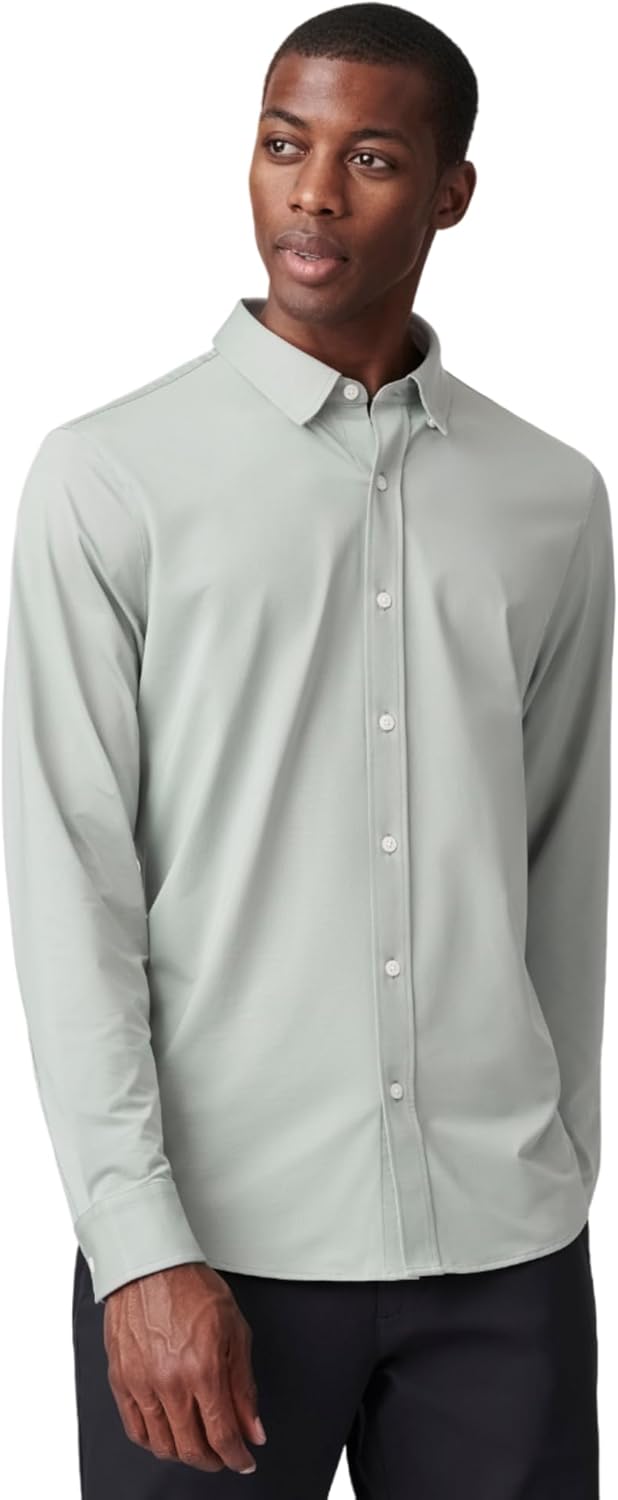 Men's Commuter Shirt, Performance Dress Shirts for Men, Machine Washable, Wrinkle Resistant, Slim Fit Button down Shirt