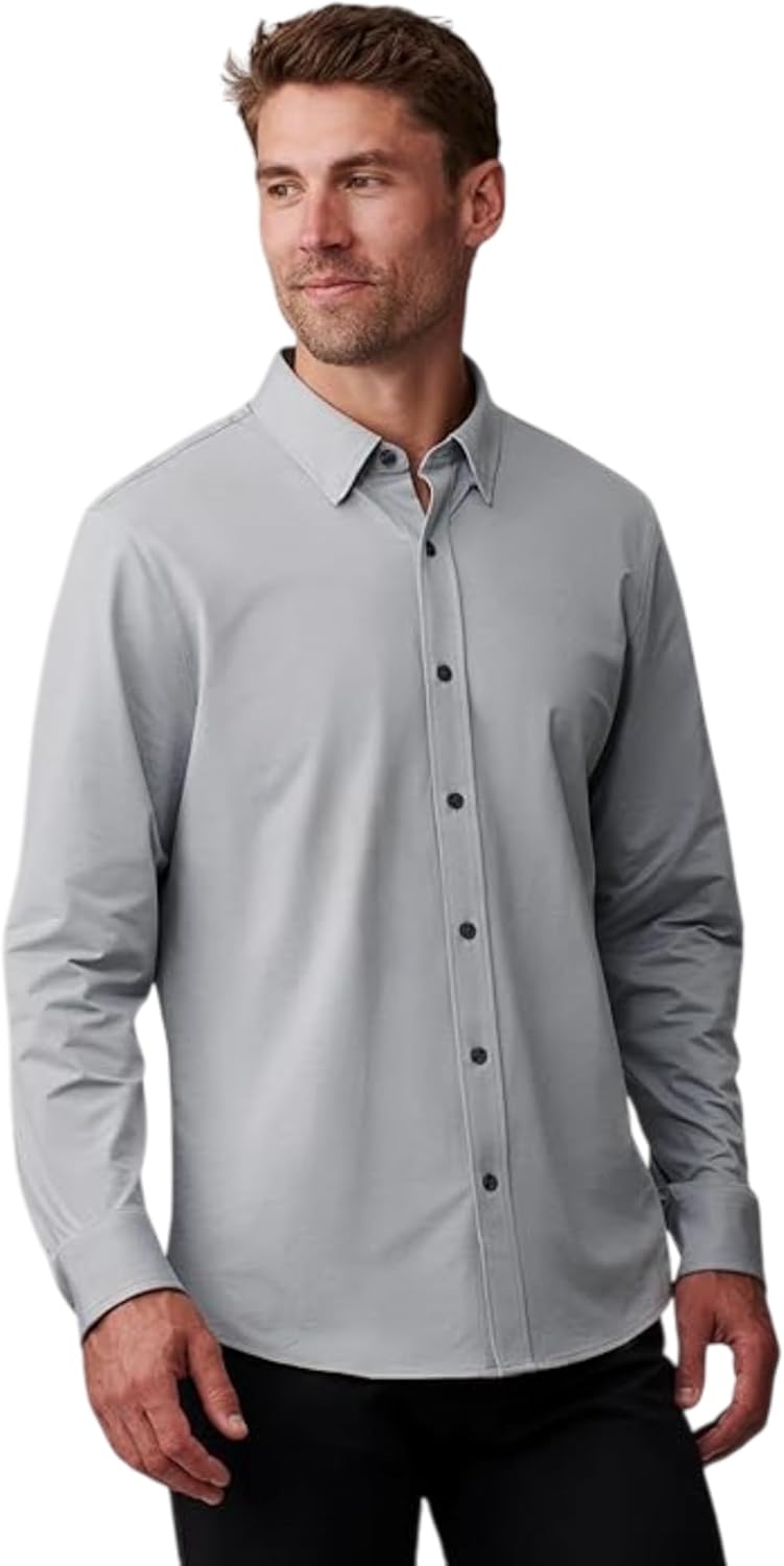 Men's Commuter Shirt, Performance Dress Shirts for Men, Machine Washable, Wrinkle Resistant, Slim Fit Button down Shirt