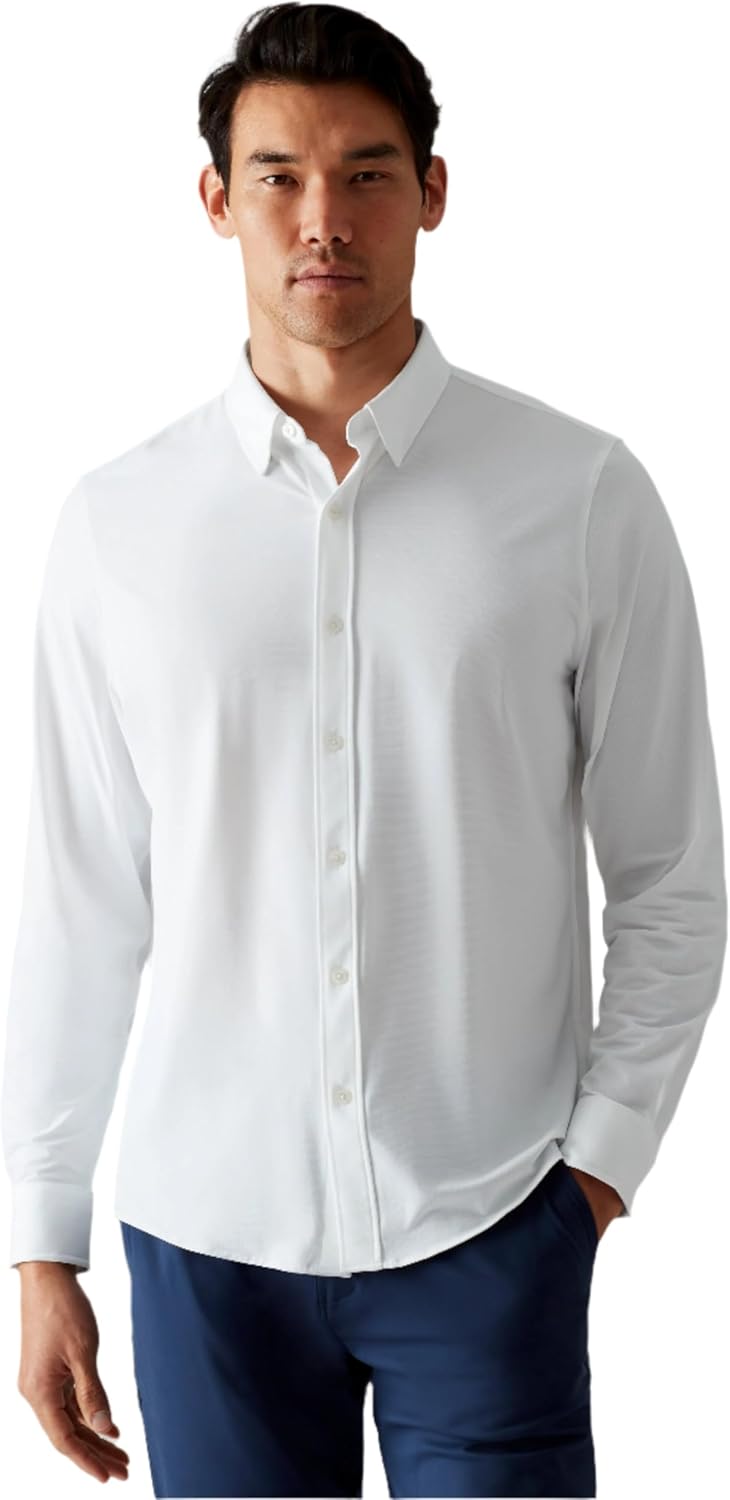 Men's Commuter Shirt, Performance Dress Shirts for Men, Machine Washable, Wrinkle Resistant, Slim Fit Button down Shirt